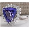 Image 2 : 8.12 CTW Natural Blue Tanzanite And Diamond Ring In 14K White Gold