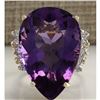 Image 1 : 30.25 CTW Natural Amethyst And Diamond Ring In 14K Solid Yellow Gold