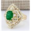 Image 2 : 3.12 CTW Natural Emerald And Diamond Ring In 18K Yellow Gold