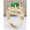 Image 3 : 3.12 CTW Natural Emerald And Diamond Ring In 18K Yellow Gold