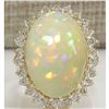Image 1 : 12.51 CTW Natural Ethiopian Opal And Diamond Ring In 14K Solid Yellow Gold
