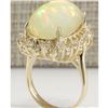 Image 3 : 12.51 CTW Natural Ethiopian Opal And Diamond Ring In 14K Solid Yellow Gold