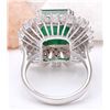 Image 3 : 7.60 CTW Natural Emerald 14K Solid White Gold Diamond Ring