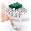 Image 4 : 7.60 CTW Natural Emerald 14K Solid White Gold Diamond Ring