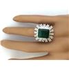 Image 5 : 7.60 CTW Natural Emerald 14K Solid White Gold Diamond Ring