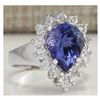 Image 2 : 5.10CTW Natural Tanzanite And Diamond Ring 14K Solid White Gold