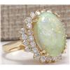 Image 2 : 6.31 CTW Natural Australian Opal And Diamond Ring 14K Solid Yellow Gold