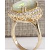 Image 3 : 6.31 CTW Natural Australian Opal And Diamond Ring 14K Solid Yellow Gold