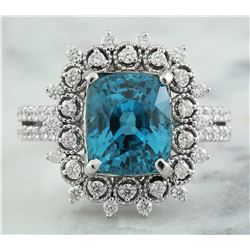 7.60 CTW Zircon 18K White Gold Diamond Ring