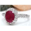 Image 2 : 2.83 CTW Natural Ruby 18K Solid White Gold Diamond Ring