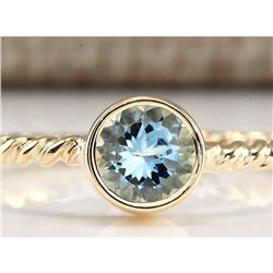 1.00 CTW Natural Aquamarine Ring In 18K Yellow Gold