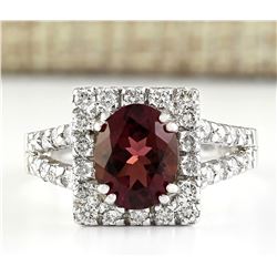 2.77 CTW Natural Pink Sapphire And Diamond Ring In 18K White Gold