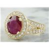 Image 2 : 3.70 CTW Ruby 14K Yellow Gold Diamond Ring