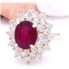 Image 2 : 6.30 CTW Natural Ruby 18K Solid Yellow Gold Diamond Ring