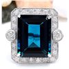 Image 1 : 32.09 CTW Natural Topaz 14K Solid White Gold Diamond Ring