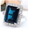 Image 2 : 32.09 CTW Natural Topaz 14K Solid White Gold Diamond Ring