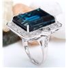 Image 5 : 32.09 CTW Natural Topaz 14K Solid White Gold Diamond Ring