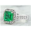 Image 2 : 2.85 CTW Emerald 18K White Gold Diamond Ring