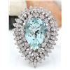 Image 1 : 7.18 CTW Natural Aquamarine 18K Solid White Gold Diamond Ring