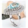 Image 5 : 7.18 CTW Natural Aquamarine 18K Solid White Gold Diamond Ring
