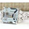 Image 2 : 3.40 CTW Natural Aquamarine And Diamond Ring In 14k Solid White Gold