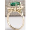 Image 3 : 4.11 CTW Natural Emerald And Diamond Ring 18K Solid Yellow Gold