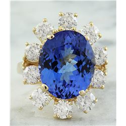 14.70 CTW Tanzanite 18K Yellow Gold Diamond Ring