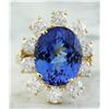 Image 1 : 14.70 CTW Tanzanite 18K Yellow Gold Diamond Ring
