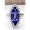 Image 1 : 8.80 CTW Natural Blue Tanzanite And Diamond Ring 14K Solid White Gold