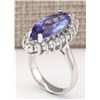 Image 3 : 8.80 CTW Natural Blue Tanzanite And Diamond Ring 14K Solid White Gold