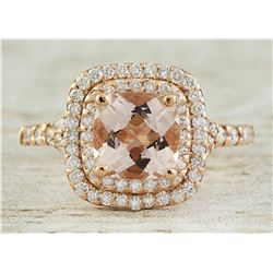 2.25 CTW Morganite 18K Rose Gold Diamond Ring