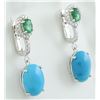Image 2 : 10.65 CTW Turquoise Emerald 18K White Gold Diamond Earrimgs