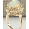 Image 3 : 5.60 CTW Natural Opal And Diamond Ring 14K Solid Yellow Gold