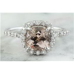 2.00 CTW Morganite 18K White Gold Diamond Ring