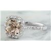 Image 2 : 2.00 CTW Morganite 18K White Gold Diamond Ring