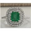 Image 1 : 2.12 CTW Natural Colombian Emerald And Diamond Ring In 14K White Gold