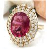 Image 2 : 8.33 CTW Natural Tourmaline 18K Solid Yellow Gold Diamond Ring