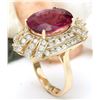 Image 4 : 8.33 CTW Natural Tourmaline 18K Solid Yellow Gold Diamond Ring