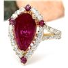 Image 2 : 4.52 CTW Natural Ruby 18K Solid Yellow Gold Diamond Ring