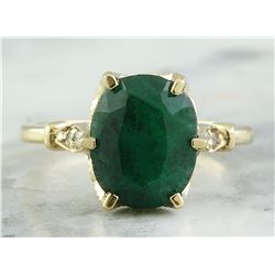 3.64 CTW Emerald 18K Yellow Gold Diamond Ring