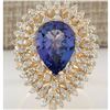 Image 1 : 6.31 CTW Natural Tanzanite And Diamond Ring In 18K Yellow Gold