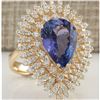 Image 2 : 6.31 CTW Natural Tanzanite And Diamond Ring In 18K Yellow Gold
