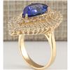Image 3 : 6.31 CTW Natural Tanzanite And Diamond Ring In 18K Yellow Gold