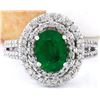 Image 1 : 1.73 CTW Natural Emerald 14K Solid White Gold Diamond Ring