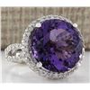Image 2 : 13.81 CTW Natural Amethyst And Diamond Ring In 18K Solid White Gold