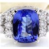 Image 1 : 3.40 CTW Natural Tanzanite 18K Solid White Gold Diamond Ring