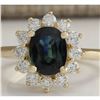 Image 1 : 2.93 CTW Natural Blue Sapphire And Diamond Ring 18K Solid Yellow Gold