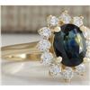 Image 2 : 2.93 CTW Natural Blue Sapphire And Diamond Ring 18K Solid Yellow Gold