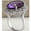 Image 3 : 15.83 CTW Natural Amethyst And Diamond Ring In 18K Solid White Gold