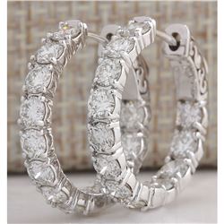 3.40 CTW Natural Diamond Hoop Earrings 18K Solid White Gold